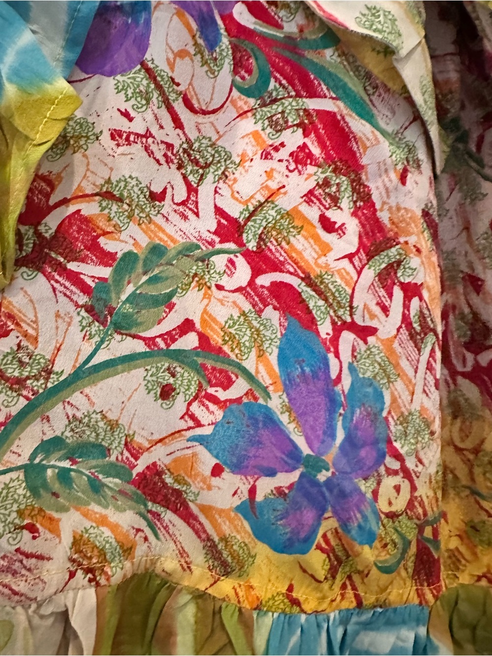 Kantha Bae Tie Dyed Crepe/Silk Ruffled Daisy Blouse Sz 00-22/24 NWOT - Picture 6 of 6